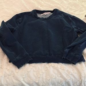 Acid wash navy cropped sweatshirt .